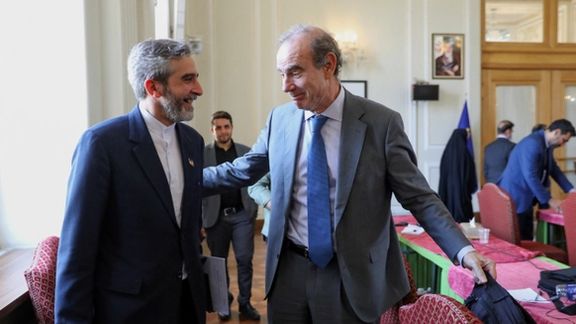 EU foreign policy official Enrique Mora (R) visiting Tehran in June 2022