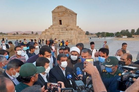 Iran's cultural heritage minister visiting the tomb of Cyrus the Great. October 14, 2021