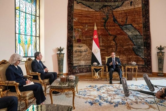 US Secretary of State Antony Blinken meets with Egypt's President Abdel Fattah El-Sisi at Al-Ittihadiya Palace in Cairo, October 15, 2023.