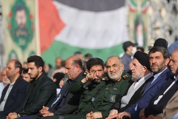Islamic Revolutionary Guard Corps (IRGC) Commander-in-Chief Major General Hossein Salami attends a ceremony to commemorate the first anniversary of the late Iranian president Ebrahim Raisi, who was killed in a helicopter crash, in Tehran, Iran, May 15, 2025