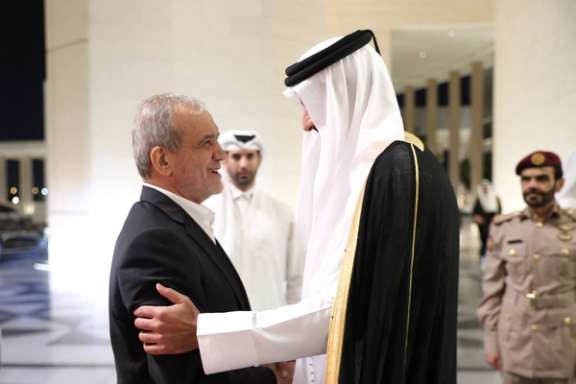 Qatar's Emir Sheikh Tamim bin Hamad al-Thani meets with Iran's President Masoud Pezeshkian, in Doha, Qatar, October 2, 2024.
