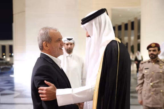 Qatar's Emir Sheikh Tamim bin Hamad al-Thani meets with Iran's President Masoud Pezeshkian, in Doha, Qatar, October 2, 2024.