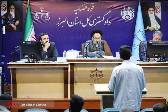 A court session for Ruhollah Ajamian, a basij agent who was killed during Iran protests