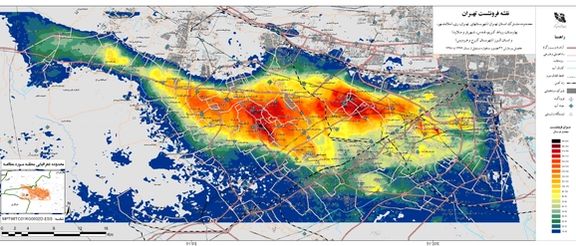 A map of land subsidence of the capital Tehran