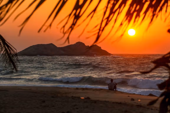 Sun sets over Iran's island of Abu Musa in the Persian Gulf
