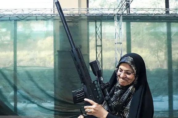 Zohreh Elahian, in a military weapons exhibition in Tehran in August 2023