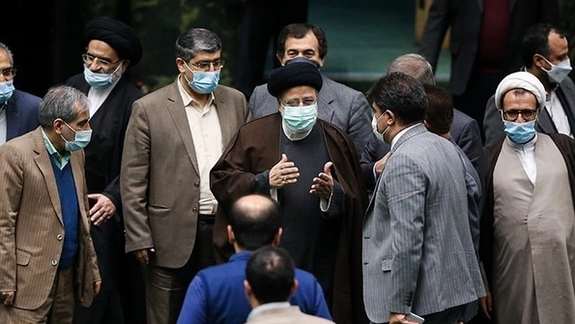 President Ebrahim Raisi with his hardliner supporters in the Iranian parliament in 2022
