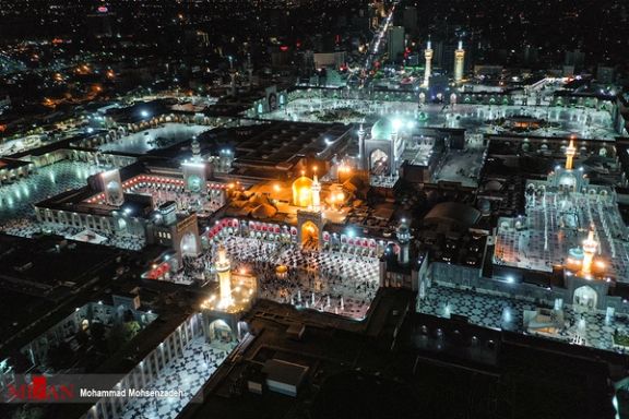 An aerial view of the Imam Reza shrine in the religious city of Mashhad