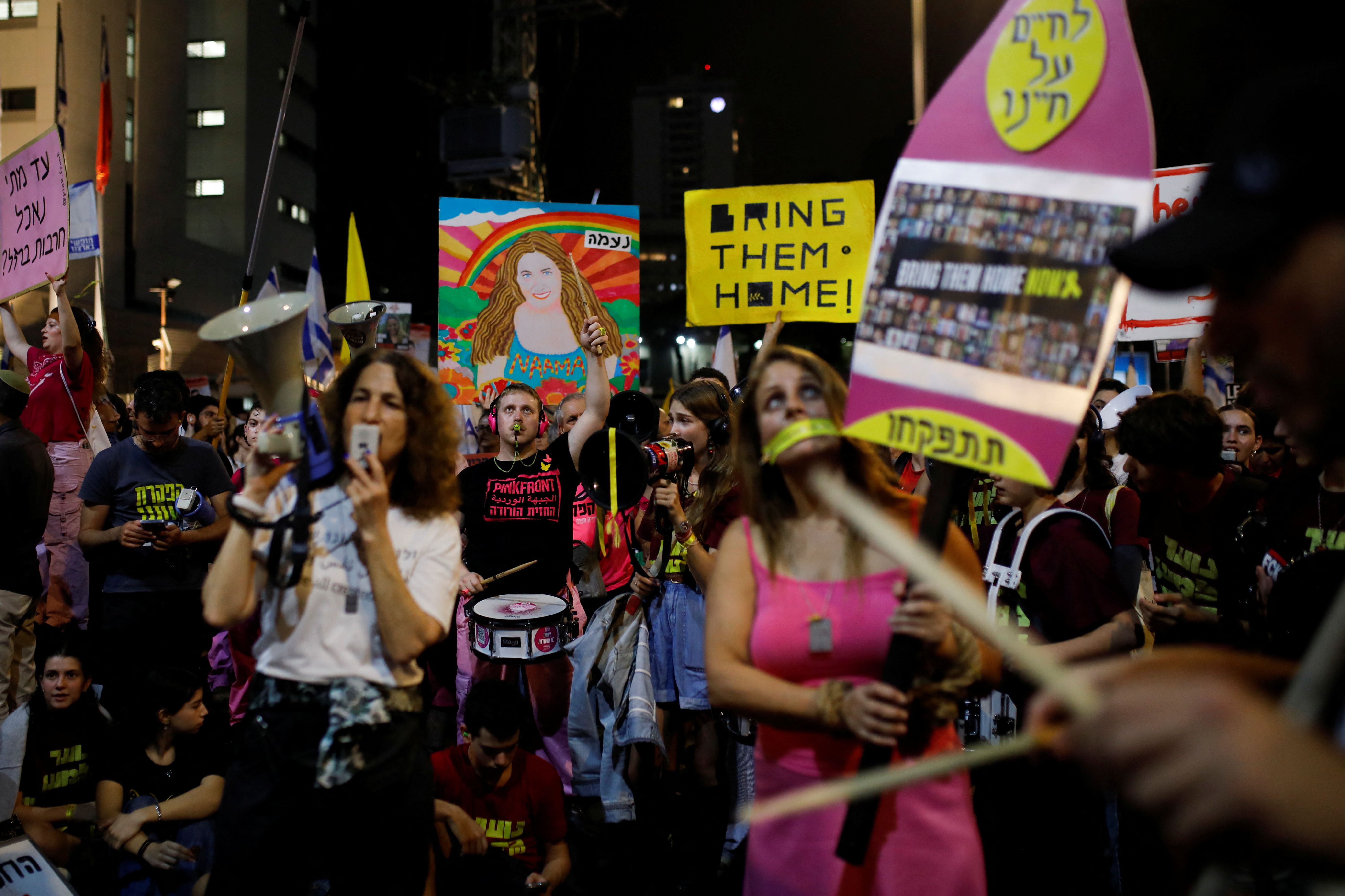 تظاهرات برای آزادی گروگان‌های در بند حماس، تل‌آویو، ۱۲ آبان