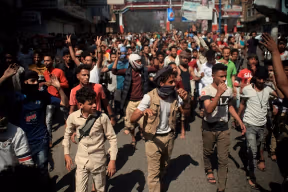 Houthis marching in Yemen in October. FILE