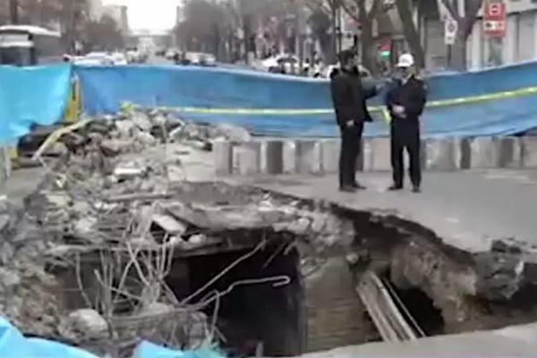 Land Collapses In Tehran Main Street Due To Subsidence