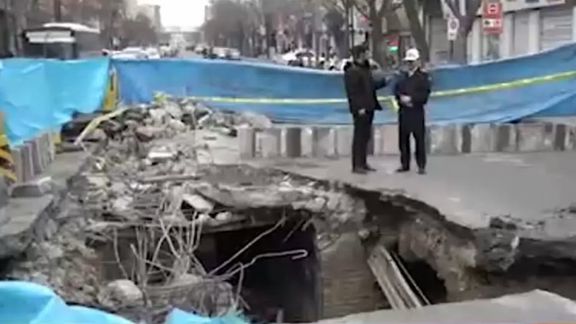 Land Collapses In Tehran Main Street Due To Subsidence