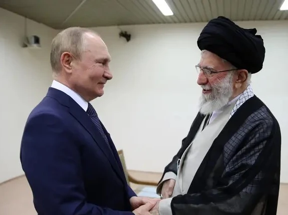 Iran's ruler Ali Khamenei meeting Vladimir Putin in Tehran on July 19, 2022