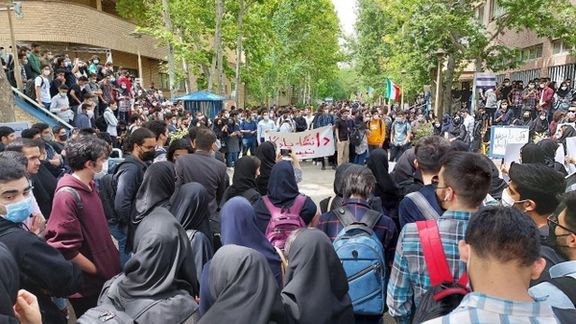University students in Tehran protesting harassment by campus morality police. April 24, 2022