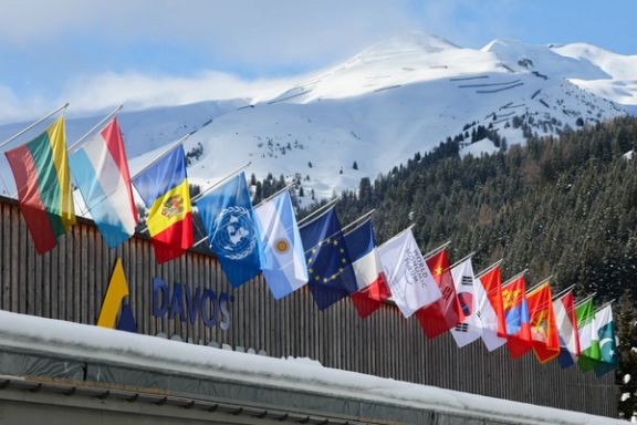 Flags fly on Davos Congress Centre ahead of the annual meeting of the World Economic Forum (WEF) in Davos, Switzerland, January 15, 2024.