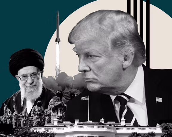 An illustration of US President-elect Donald Trump (right) and Iran's Supreme Leader Ali Khamenei by the United Against Nuclear Iran (UANI)