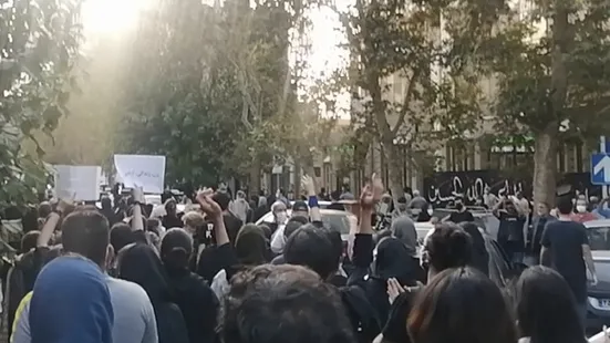 Iranians protesting the death of Mahsa Amini, the young woman who died in the custody of hijab enforcement patrols