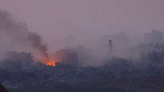 Smoke rises above Gaza, amid the ongoing conflict between Israel and the Palestinian group Hamas, as seen from southern Israel, November 14, 2023.