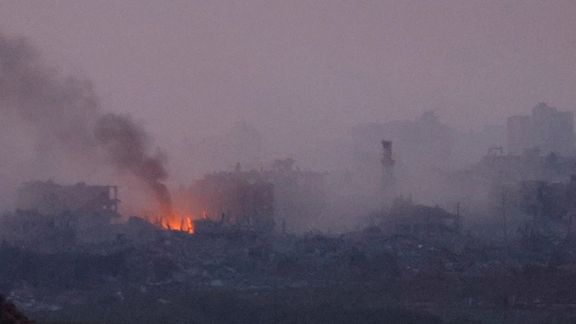 Smoke rises above Gaza, amid the ongoing conflict between Israel and the Palestinian group Hamas, as seen from southern Israel, November 14, 2023.