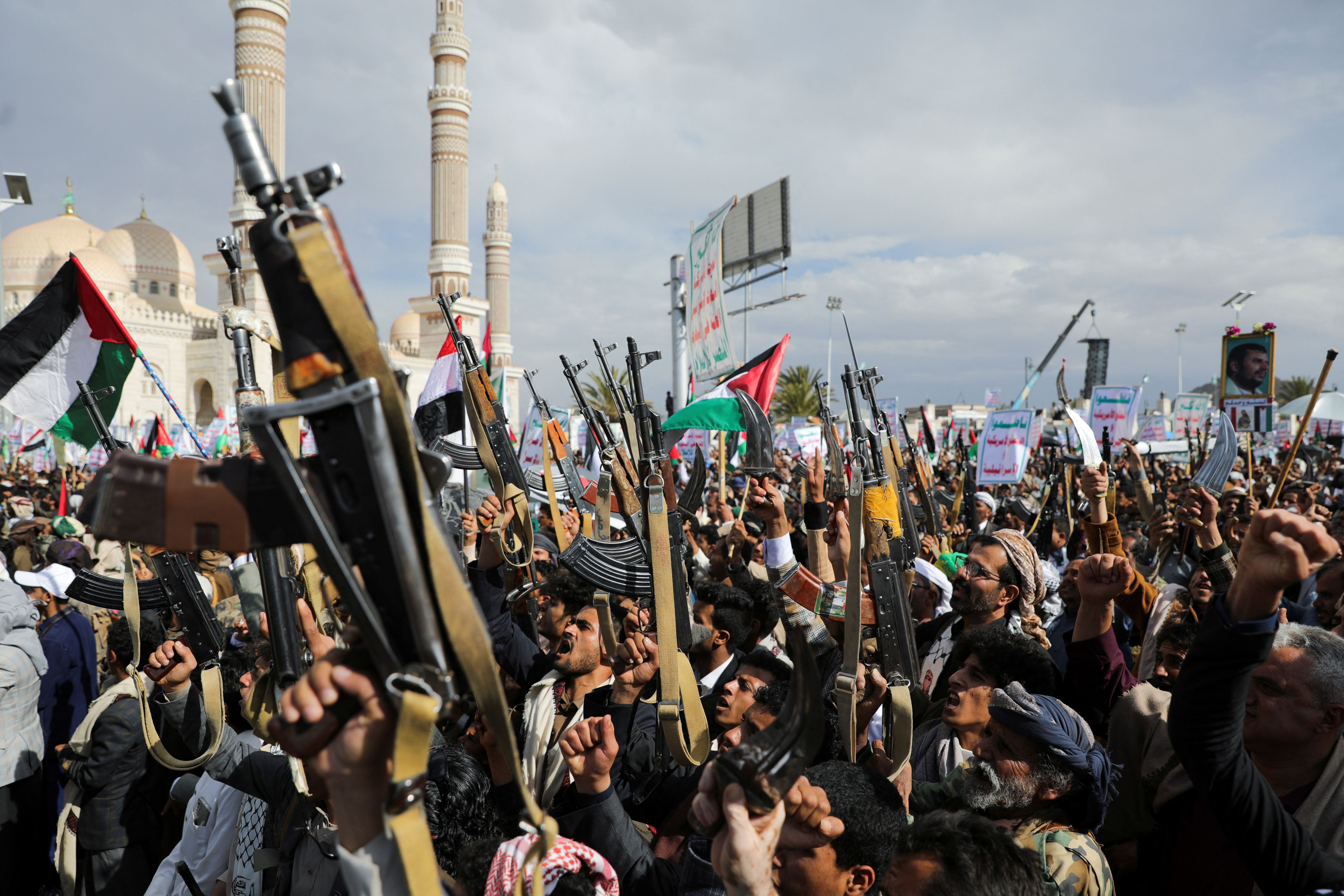 تظاهرات حوثی‌های یمن در حمایت از فلسطین، صنعا، ۱۸ اسفند