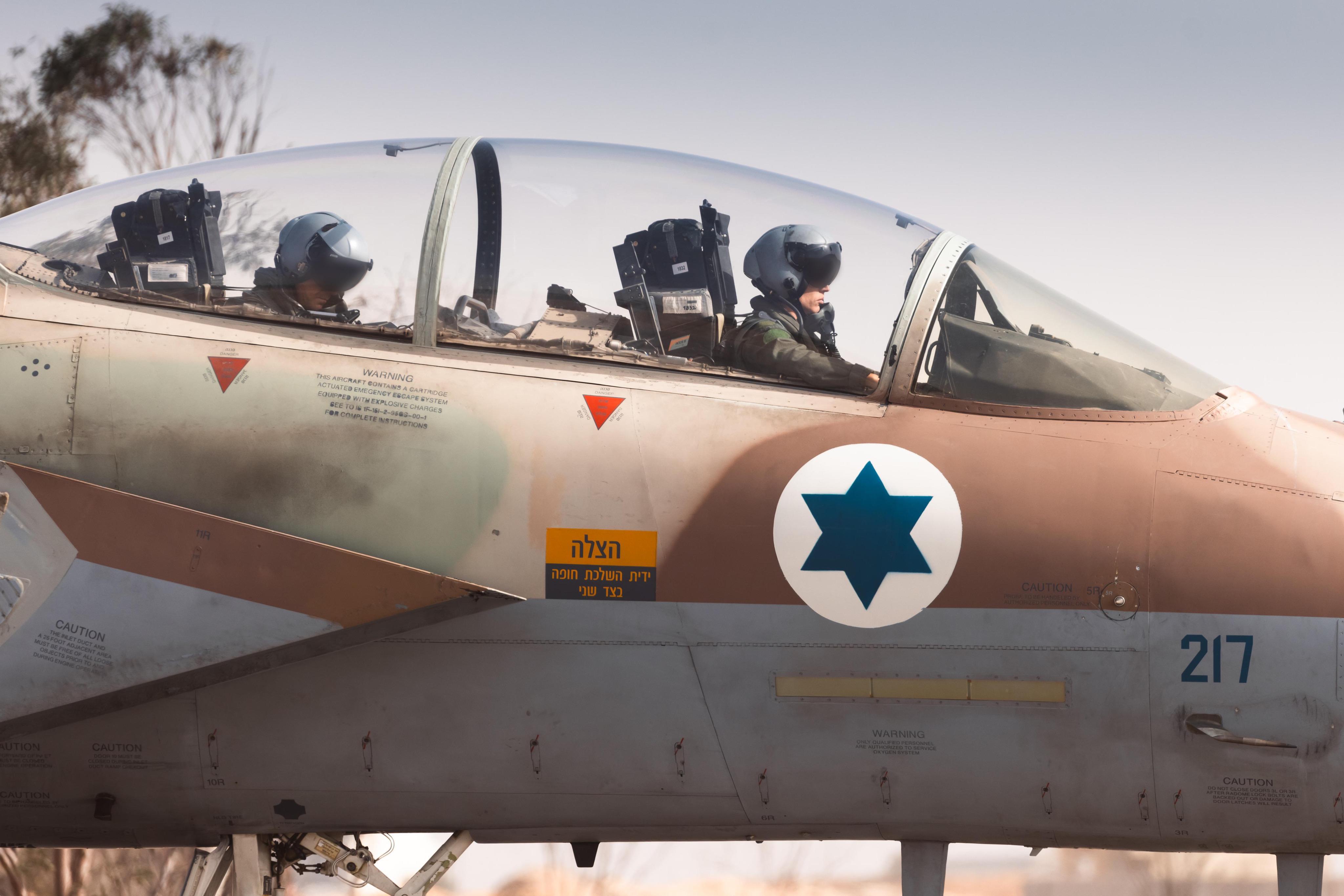 An Israeli fighter jet is pictured in a military handout photo