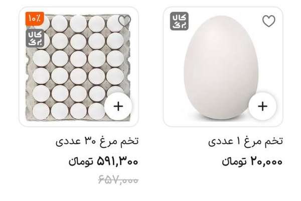تصویر سایت فروش آنلاین ایران؛ هر تخم مرغ ۲۰ هزار تومان