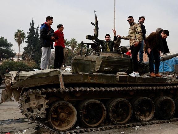 A Syrian army tank captured by insurgents.