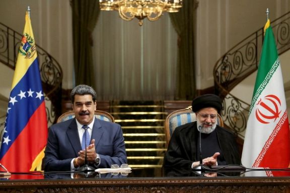 Venezuelan President Nicolas Maduro with Iran's Ebrahim Riasi in Tehran, June 10, 2022