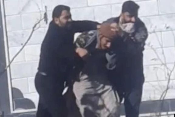 A protester being arrested in Zahedan, southeastern Iran on Jan. 23, 2023