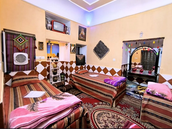 A guest room at a traditional Iranian eco-lodge