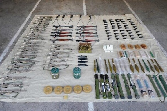 Iranian weapons smuggled into the West Bank captured by Israeli forces, in a handout image published March 25, 2024. (Shin Bet)