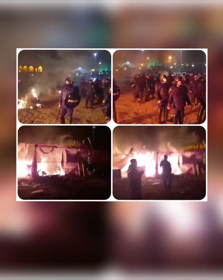 حمله نیروهای یگان ویژه به کشاورزان متحصن در بستر زایندهرود و آتش زدن چادرها