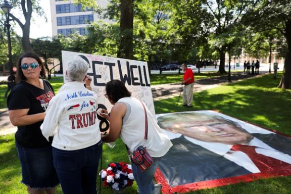 تجمع حامیان ترامپ در نزدیکی محل برگزاری کنوانسیون ملی جمهوریخواهان در میلواکی، ۲۴ تیر