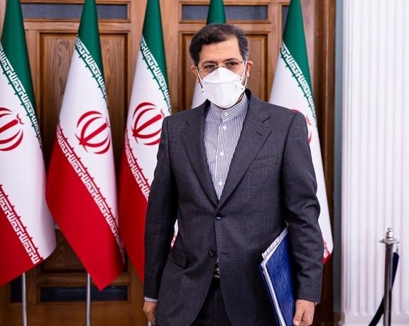 Iran's foreign ministry spokesman Saeed Khatibzadeh at the briefing on Monday.