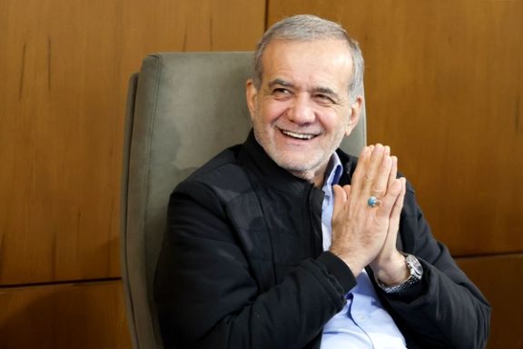 Iranian President Masoud Pezeshkian during a cabinet meeting on January 22, 2024