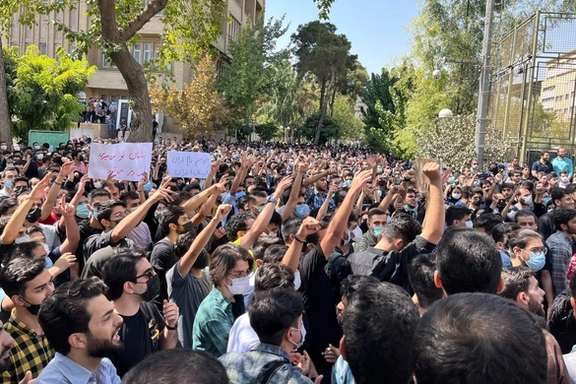 Student protest to the death of a young woman at Amir Kabir University in Tehran, Sept. 19, 2022