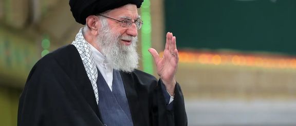 Iran Supreme Leader Ali Khamenei during a meeting with a group of envoys of Muslim countries in Tehran on April 10, 2024