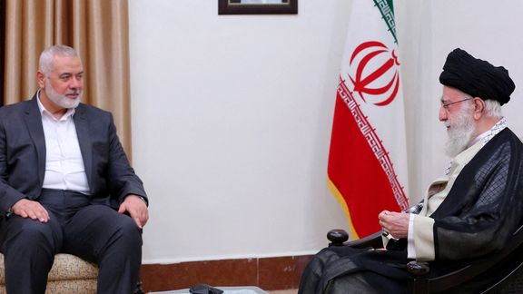 Iran's Supreme Leader Ayatollah Ali Khamenei meets with Palestinian group Hamas' top leader, Ismail Haniyeh, in Tehran, Iran June 21, 2023.