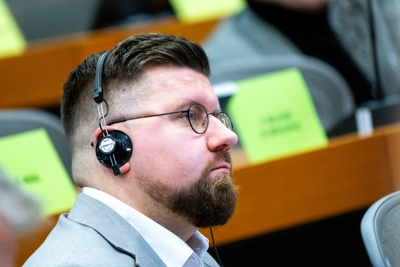 Sebastian Tynkkynen during an exchange of views with the United Nations High Commissioner for Human Rights Volker Turk in a meeting of Subcommittee on Human Rights and the Committee on Foreign Affairs in the European Parliament an institution of the European Union in Brussels in Belgium 27th January 2025.