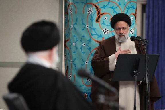 Iran’s President Ebrahim Raisi (right) during a meeting with Supreme Leader Ali Khamenei on April 4, 2023