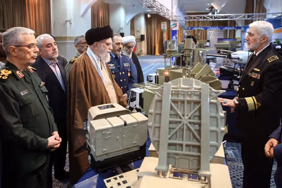 Iran’s Supreme Leader Ali Khamenei during a visit to a military expo in Tehran (February 2025)