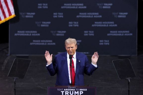 Republican presidential nominee and former US President Donald Trump speaks during a campaign rally in Tucson, Arizona, September 12, 2024.