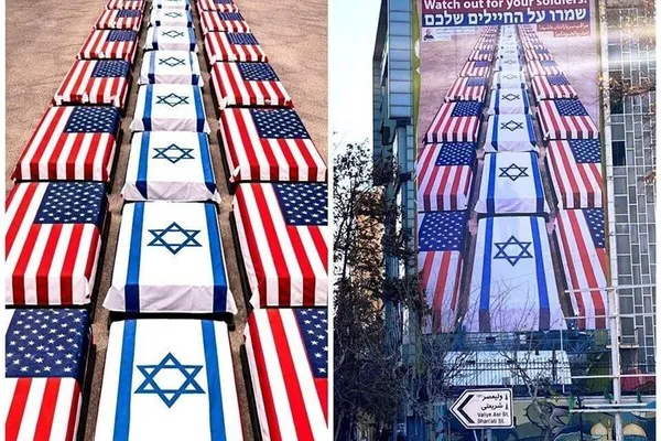 نصب دیوارنگاره تهدید به کشتن سربازان آمریکایی در تهران