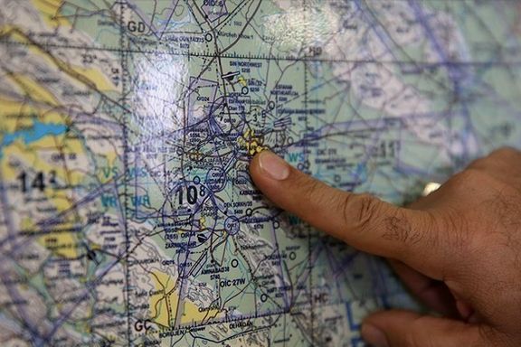 Gen. Masoud Rouzkhosh pointing at Shekari Air Base's location on the map
