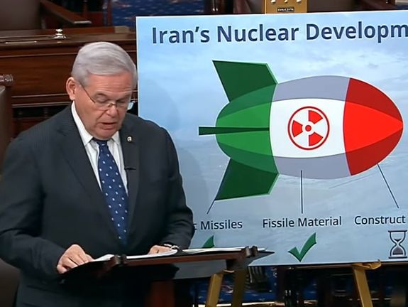 Senator Bob Menendez speaking at the Senate on Iran's nuclear program. February 2022