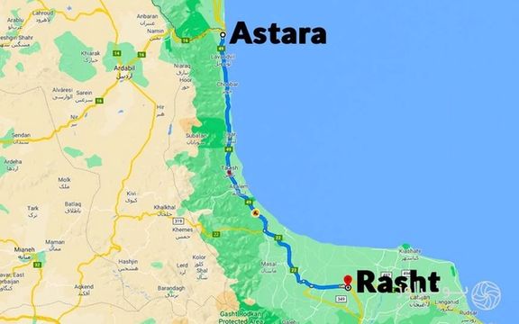 The Astara-Rasht railway on the Caspian Sea