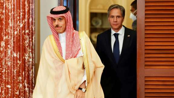 US Secretary of State Antony Blinken with Saudi foreign minister Faisal bin Farhan in Washington in 2021