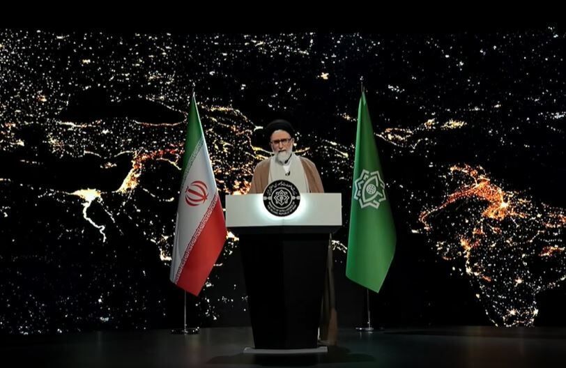 Esmaeil Khatib, Iran’s intelligence minister, during the televised presentation of alleged stolen Israeli data and documents aired on state TV, Wednesday, Sept. 24, 2025.