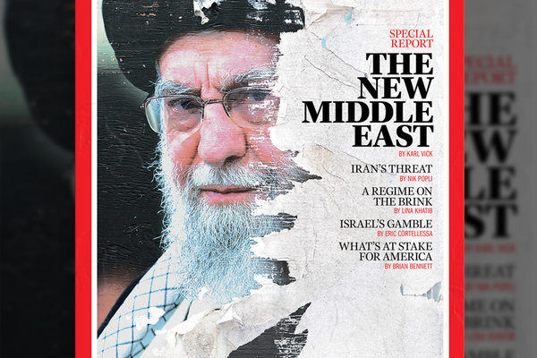 "الشرق الأوسط الجديد" على غلاف مجلة تايم مع صورة ممزقة لخامنئي