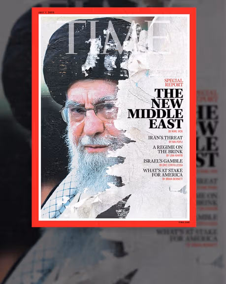 "الشرق الأوسط الجديد" على غلاف مجلة تايم مع صورة ممزقة لخامنئي